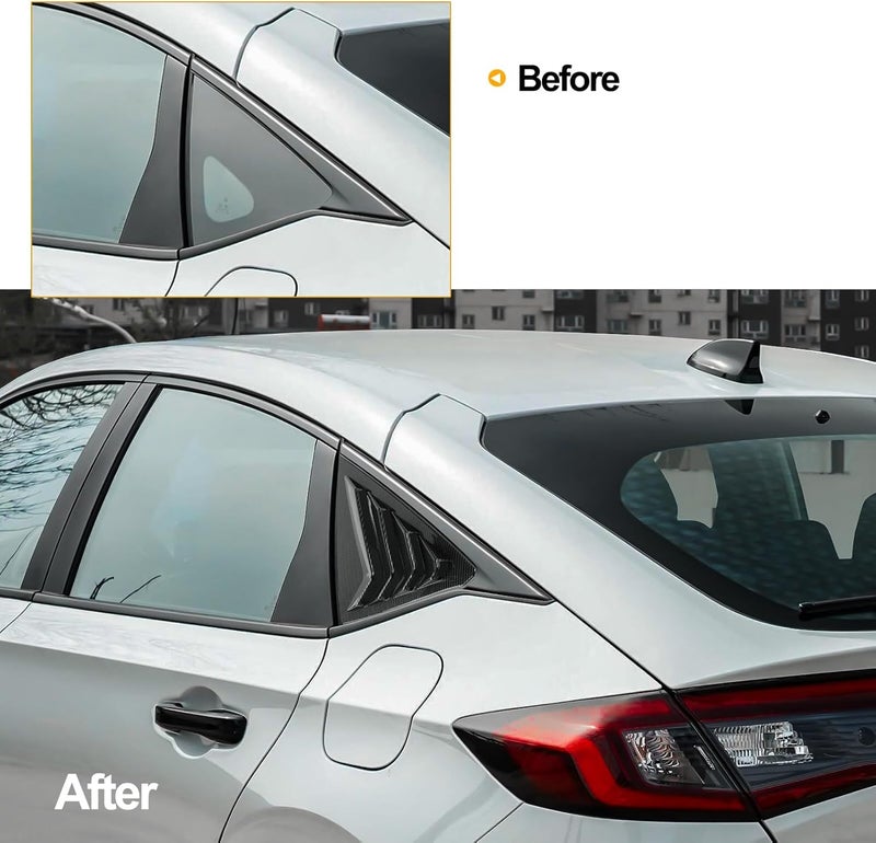 Thenice for 11th Gen Civic Racing Style Rear Side Window Louvers Air Vent Scoop Shades Cover Blinds Compatible with Honda Civic Hatchabck Type R 2022 2023 2024 -Carbon Fiber Texture - Image 2